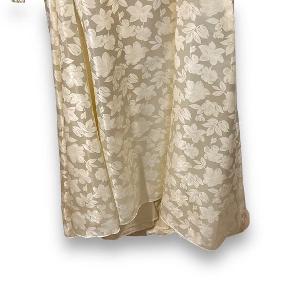 Vintage 80s Wedding Dress Sweetheart Neck Puff Sleeve Jacquard Ivory Sz 22 - Picture 8 of 12